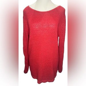 RACHEL ZOE Sweater coral red | Size XL tunic long Sleeve Decorative Weave